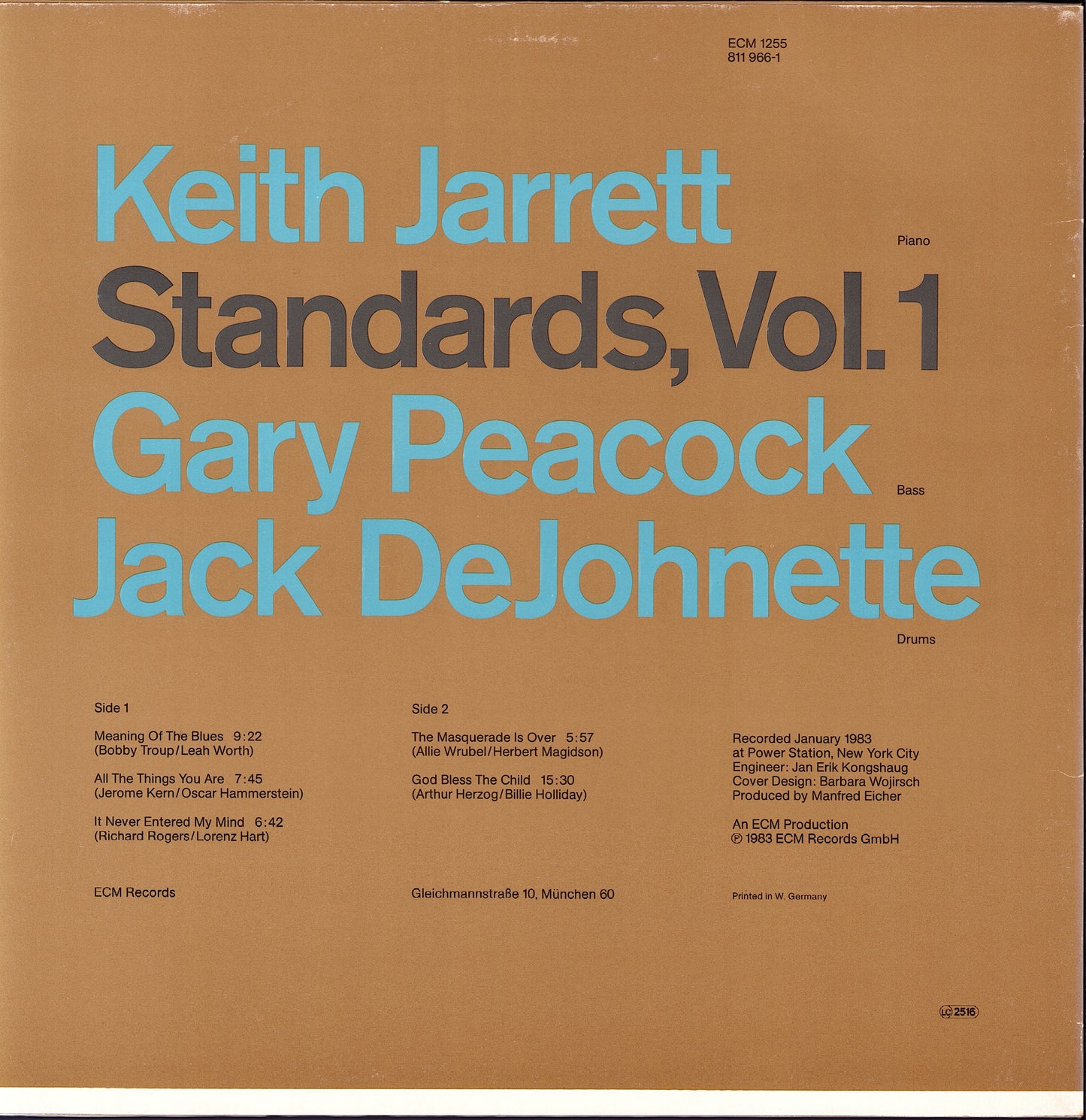 Keith Jarrett, Gary Peacock, Jack DeJohnette – Standards, Vol. 1 Vinyl LP