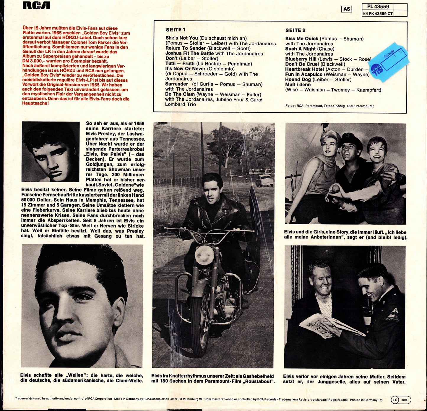 Elvis Presley - Kissin' Cousins Vinyl LP | DE Reissue | RCA Victor Kopie