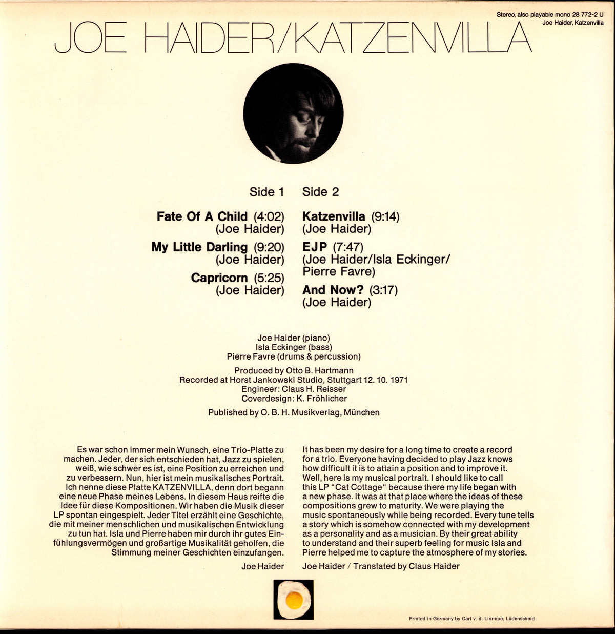 Four For Jazz – Power Of Nature Vinyl LP | DE Original | 1971 Kopie