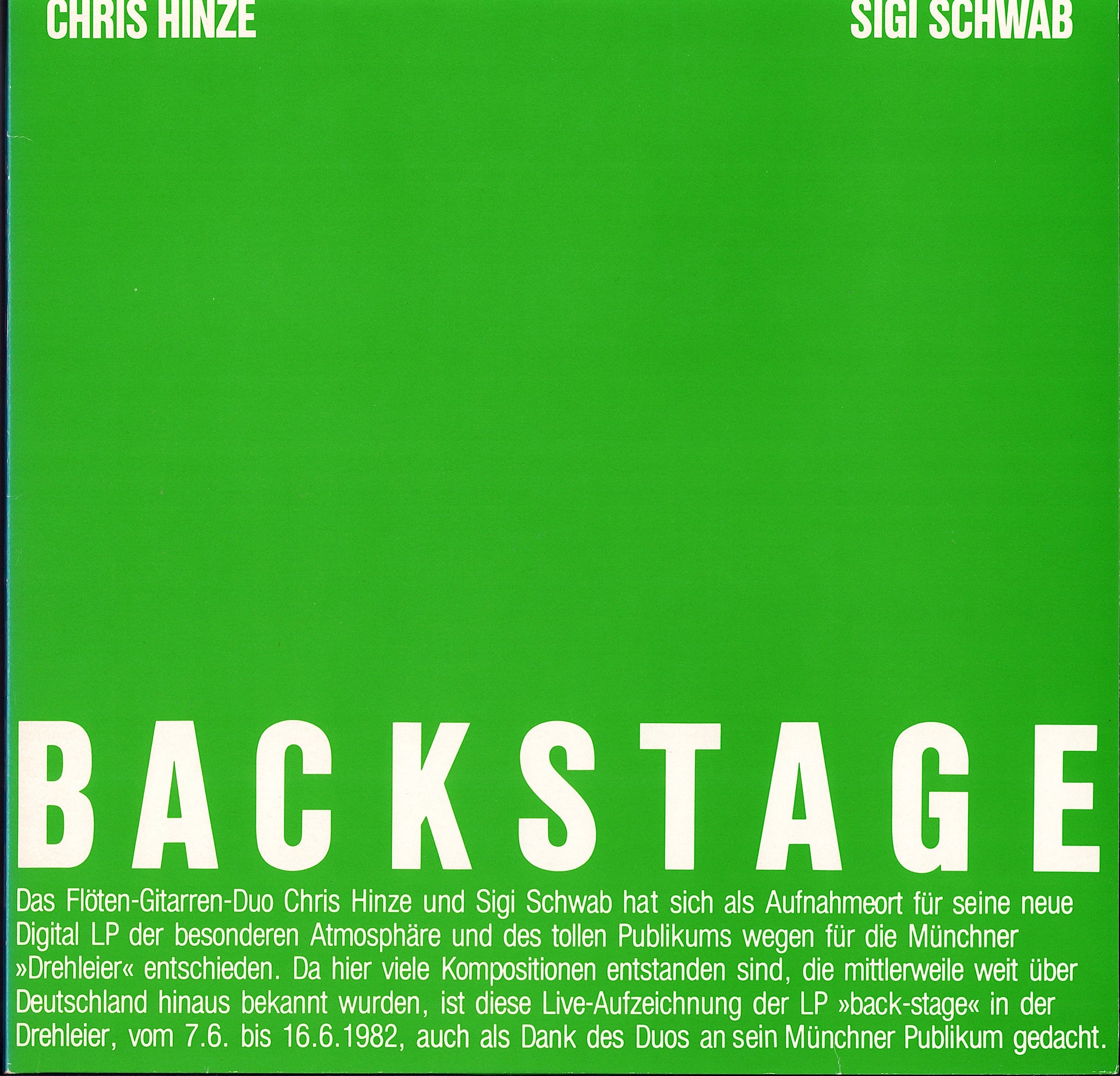 Chris Hinze - Sigi Schwab - Backstage (Vinyl LP)