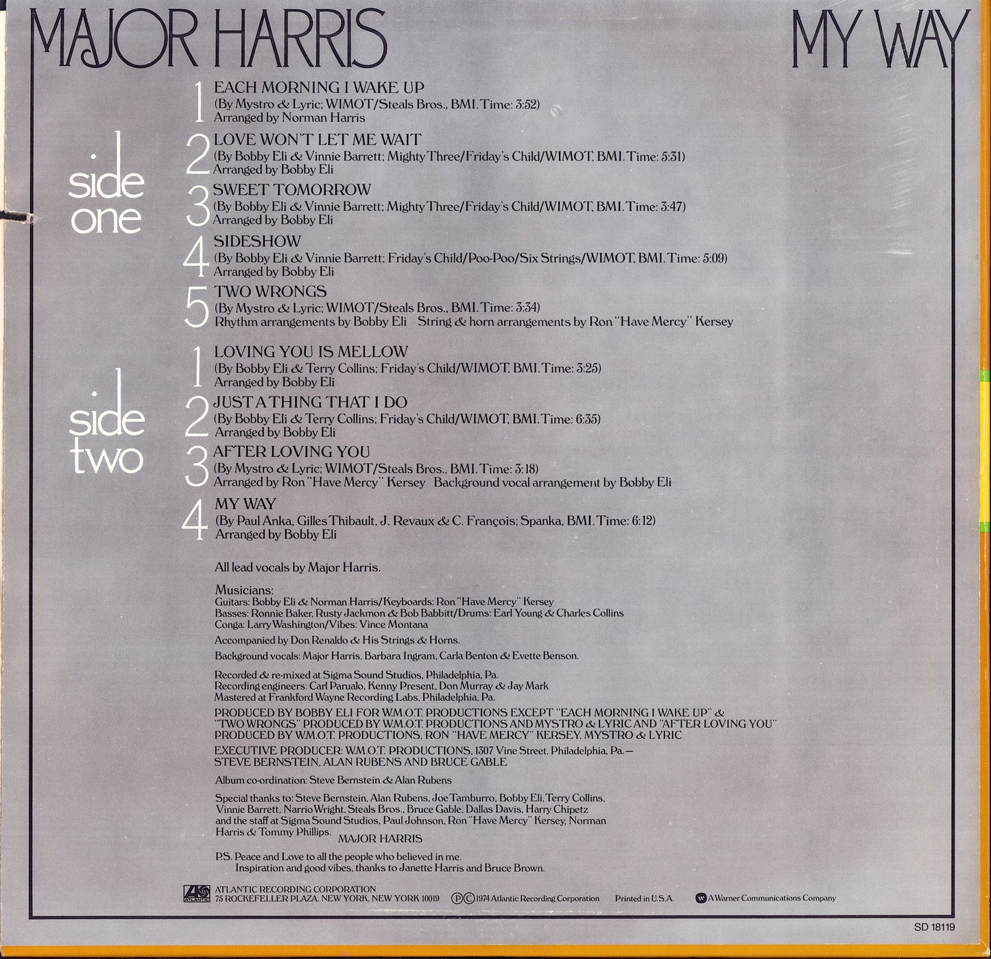 Major Harris – My Way Vinyl LP