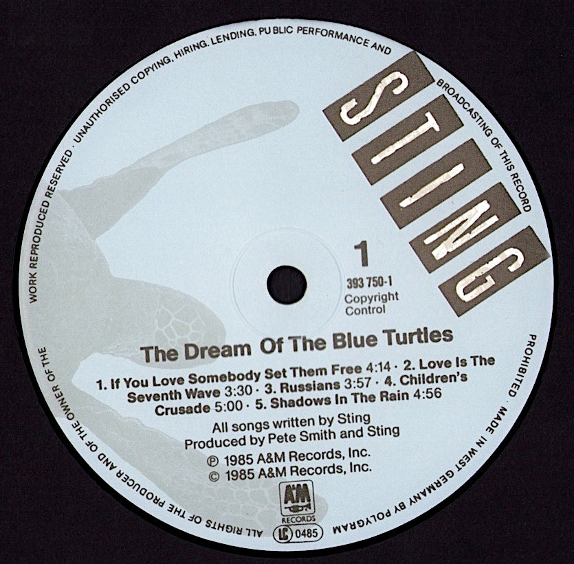 Sting ‎- The Dream Of The Blue Turtles Vinyl LP