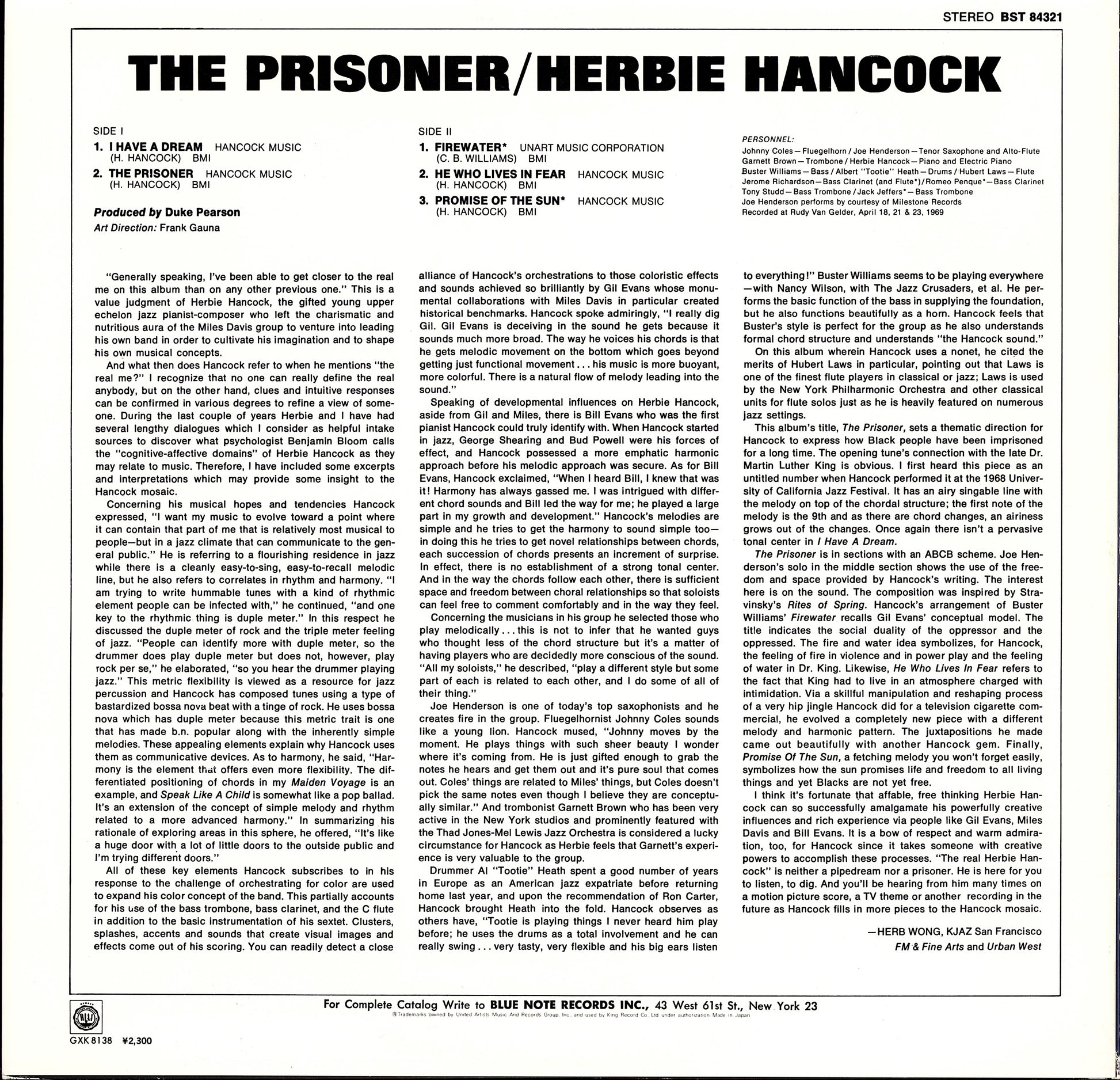 Herbie Hancock – The Prisoner Vinyl LP