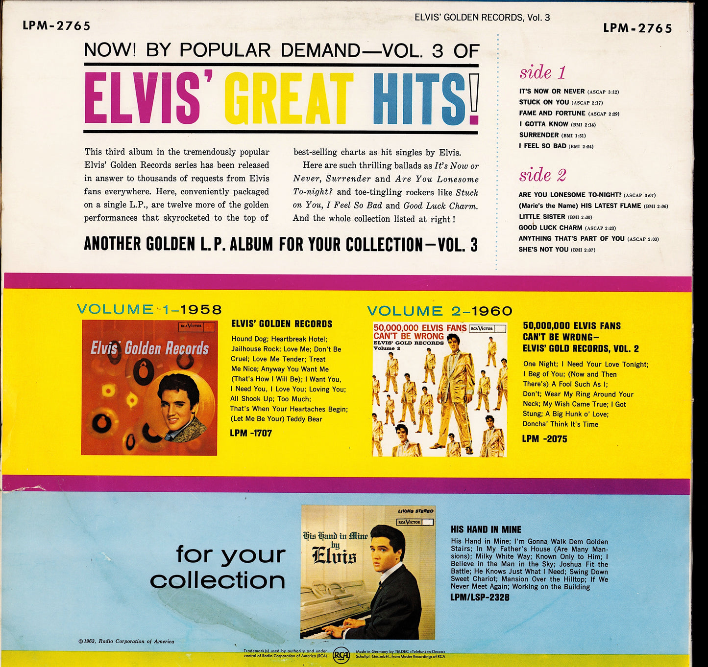 Elvis Presley - Elvis' Golden Records, Volume 3 (Vinyl LP | DE Original | 1963)