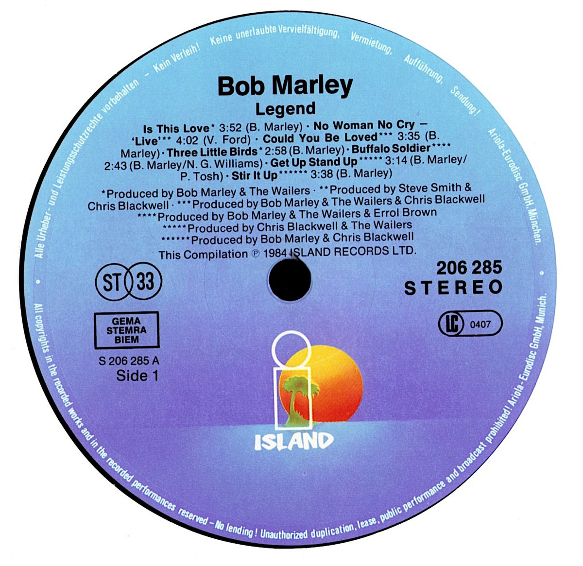 Bob Marley & The Wailers - Legend The Best Of Bob Marley And The Wailers Vinyl LP | EU Original | 1984 Kopie