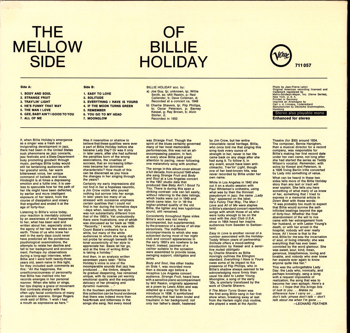 Billie Holiday - The Mellow Side Of Billie Holiday (Vinyl LP | Compilation | 1967)