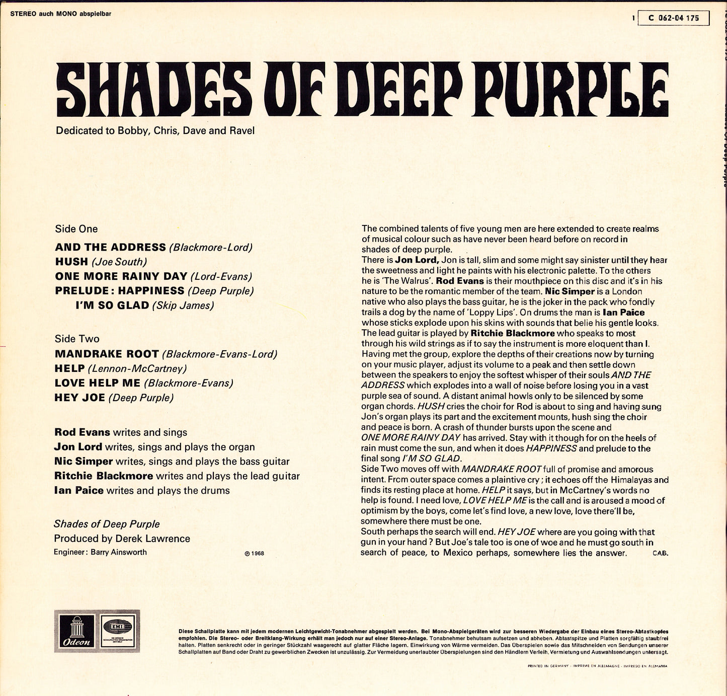 Deep Purple - Shades Of Deep Purple Vinyl LP