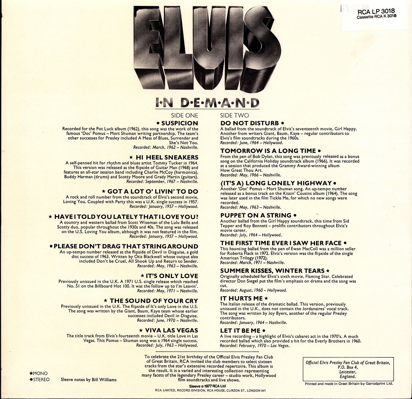 Elvis Presley - Elvis In Demand (Vinyl LP | UK Original | 1977)