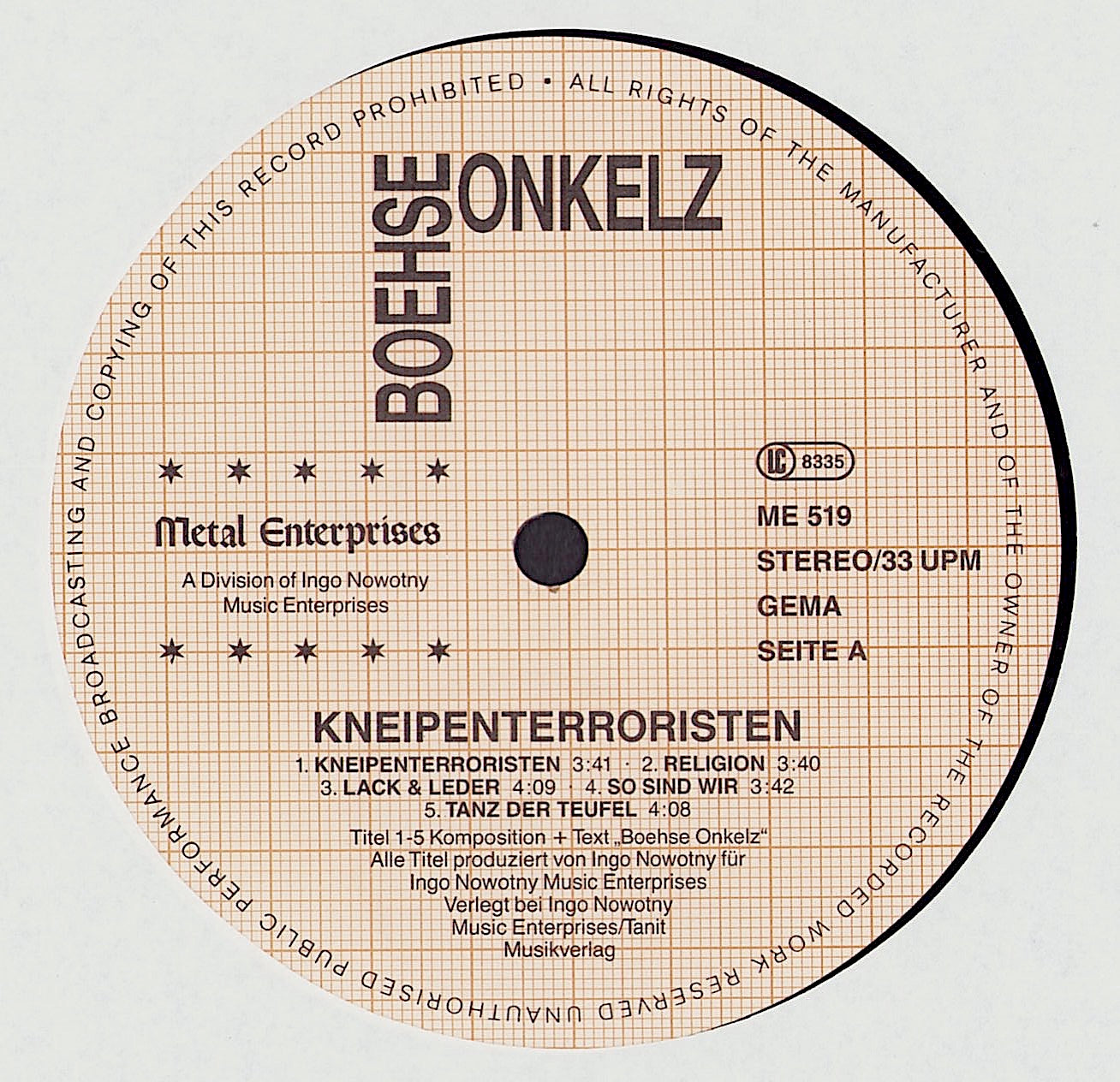 Böhse Onkelz - Kneipenterroristen Vinyl LP