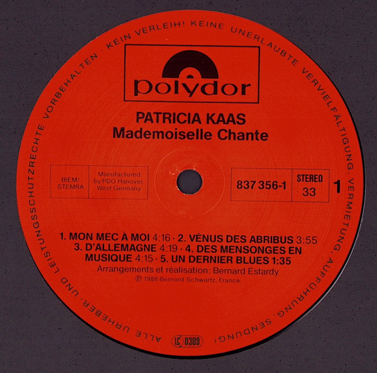 Patricia Kaas – Mademoiselle Chante... Vinyl LP