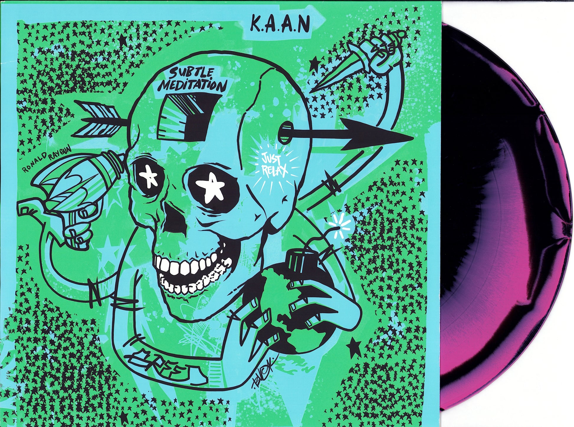 K.A.A.N. ‎– Subtle Meditation Pink / Black Swirl Vinly LP Limited Edition