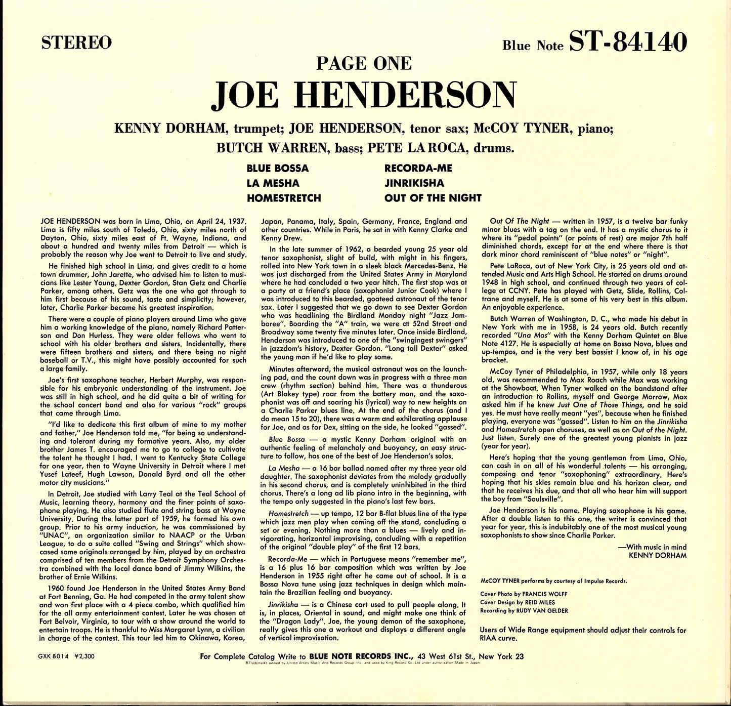 Joe Henderson – Page One Vinyl LP