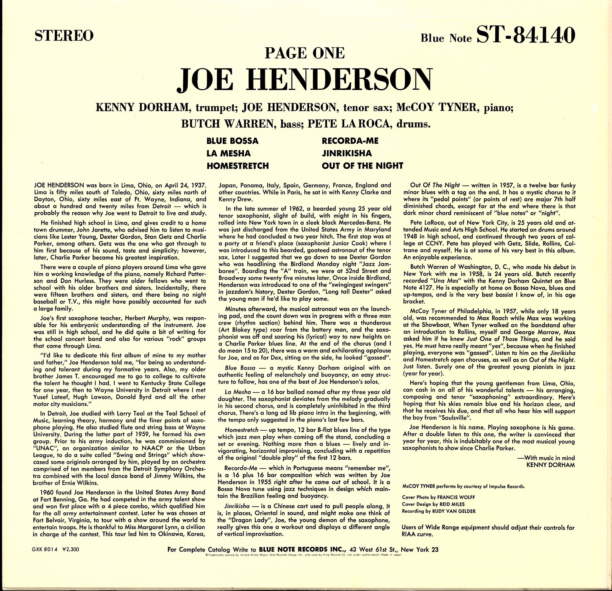 Joe Henderson – Page One Vinyl LP