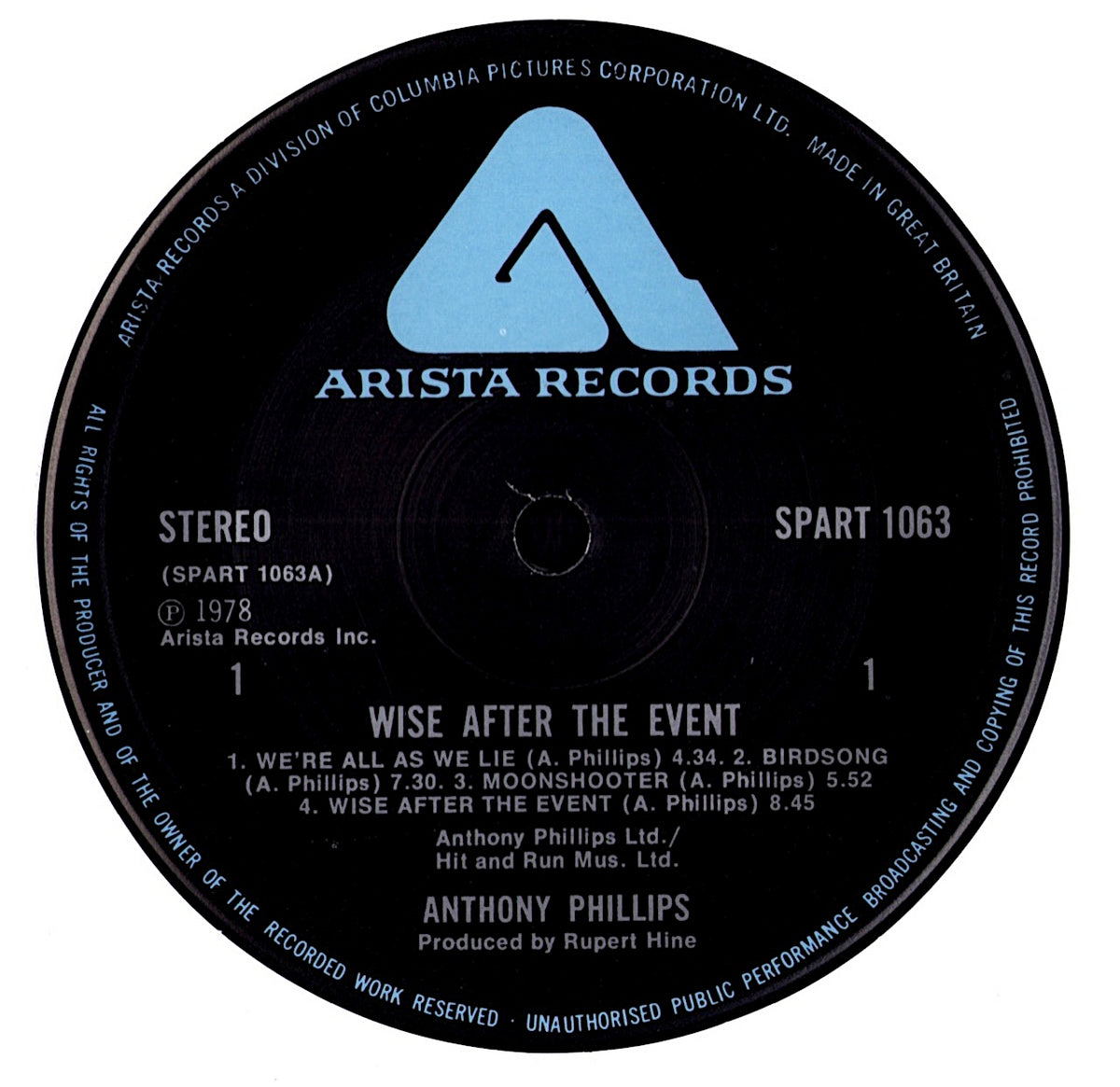 Anthony Phillips - Wise After The Event Vinyl LP | UK Original | 1978 | Gatefold Kopie