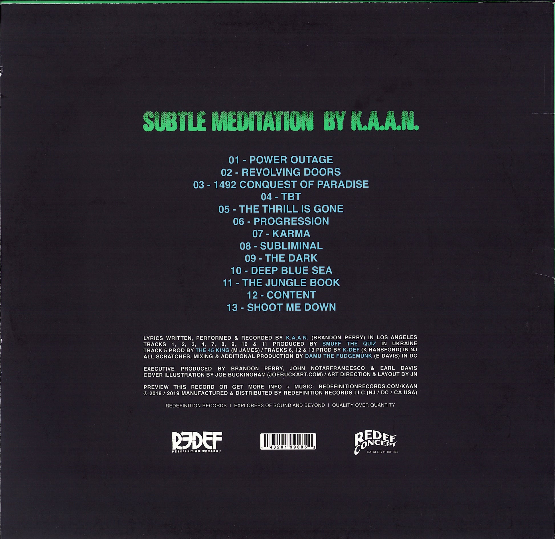 K.A.A.N. ‎– Subtle Meditation Pink / Black Swirl Vinly LP Limited Edition