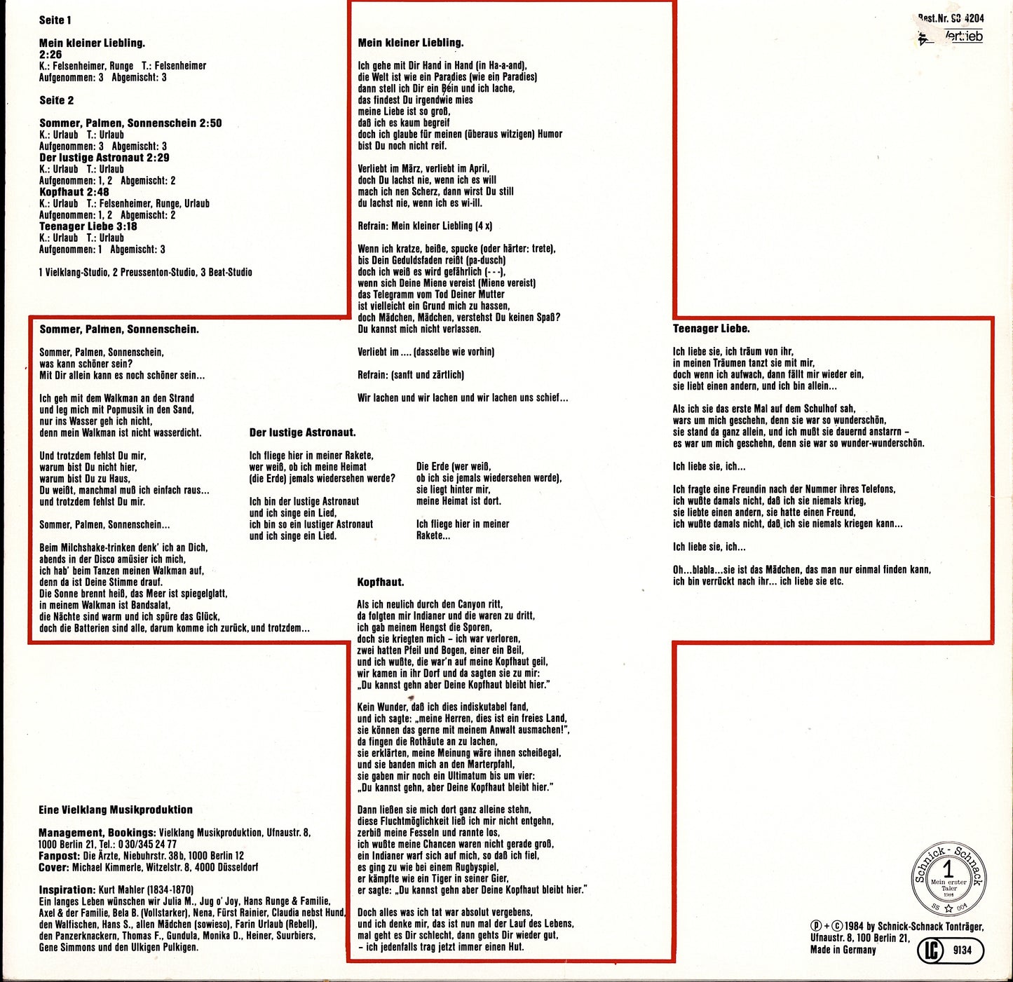 Die Ärzte - Uns Geht's Prima... Vinyl 12" EP | DE Original | 1984