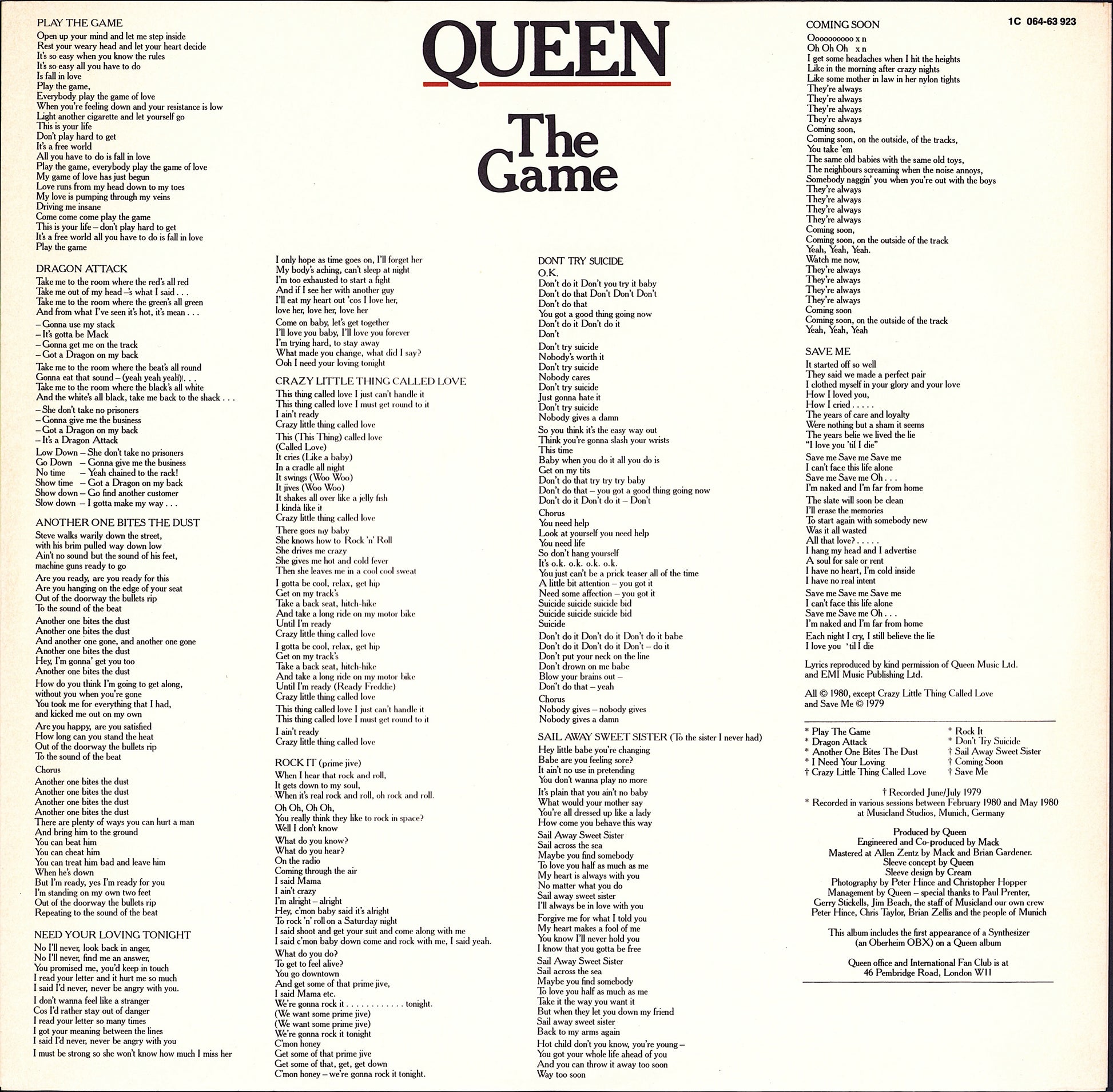 Queen - The Game Vinyl LP