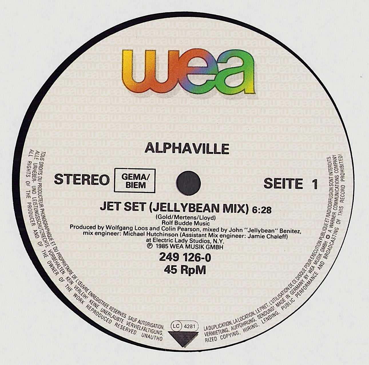 Alphaville - Jet Set Jellybean Mix Vinyl 12"