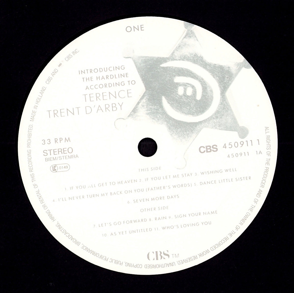 Terence Trent D'Arby – Introducing The Hardline According To Terence Trent D'Arby Vinyl LP | EU Original | 1987