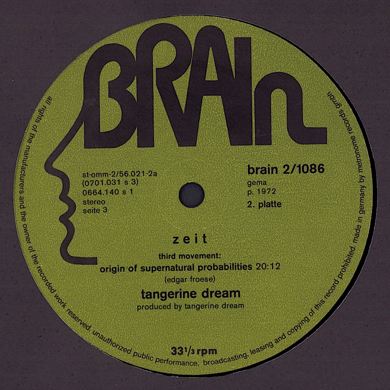 Tangerine Dream ‎– Zeit Vinyl 2LP