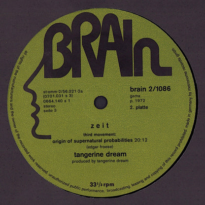 Tangerine Dream ‎– Zeit Vinyl 2LP