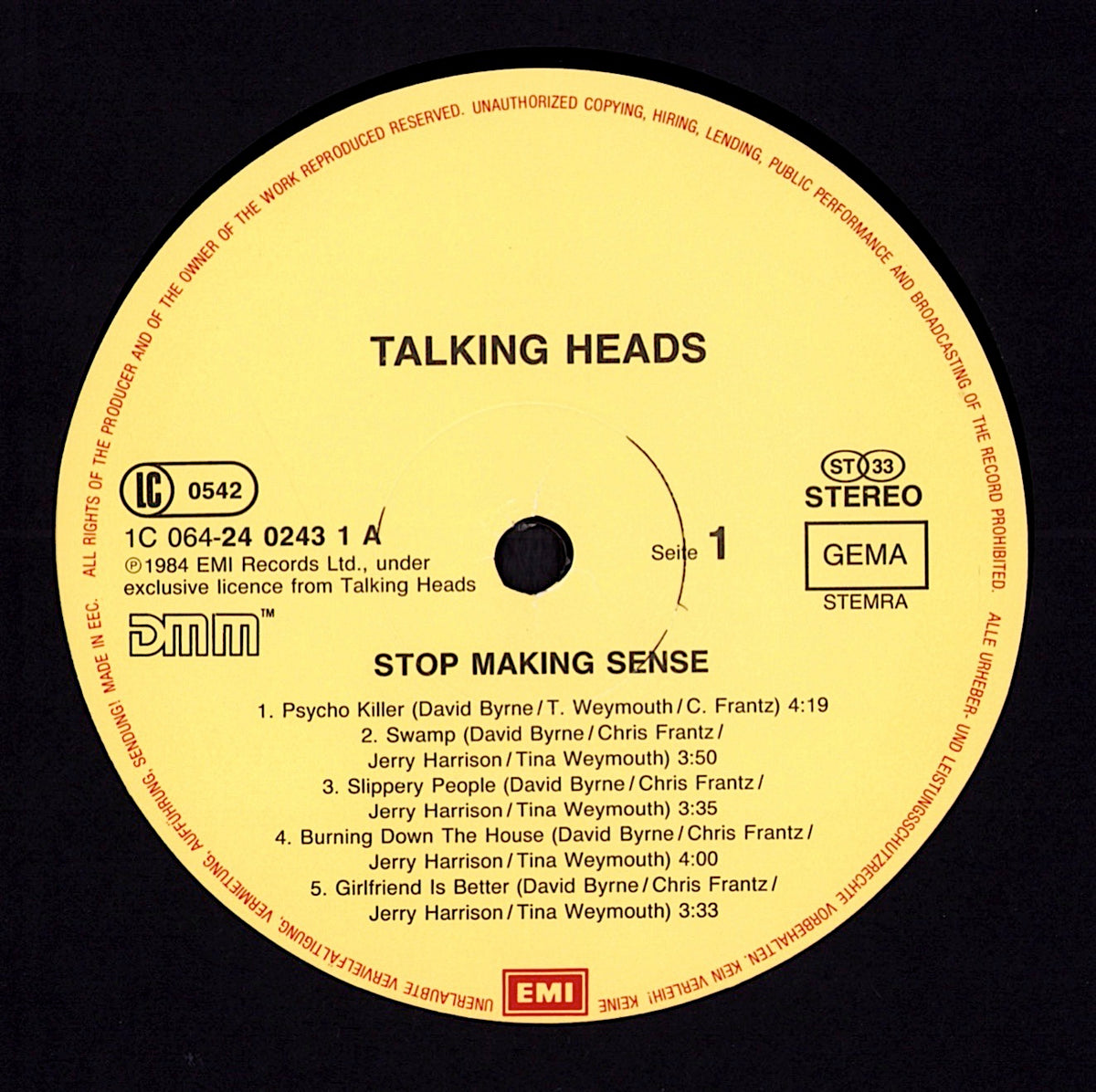 Talking Heads – Stop Making Sense Vinyl LP | EU Original | 1984