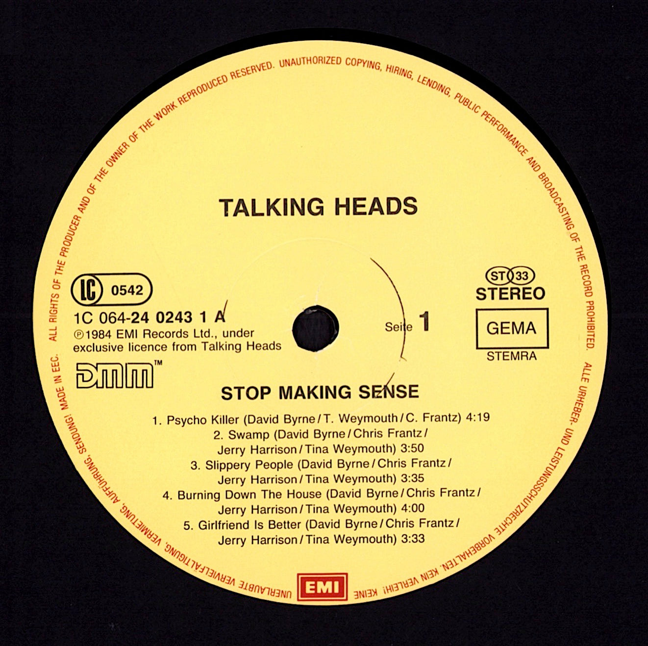 Talking Heads – Stop Making Sense Vinyl LP | EU Original | 1984