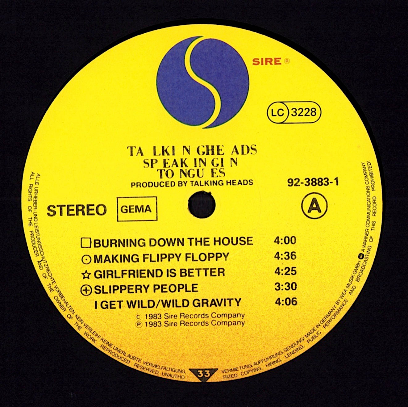 Talking Heads – Speaking In Tongues Vinyl LP | DE Original | 1983