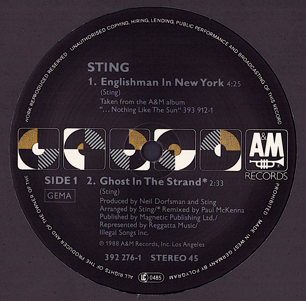 Sting ‎– Englishman In New York Vinyl 12"