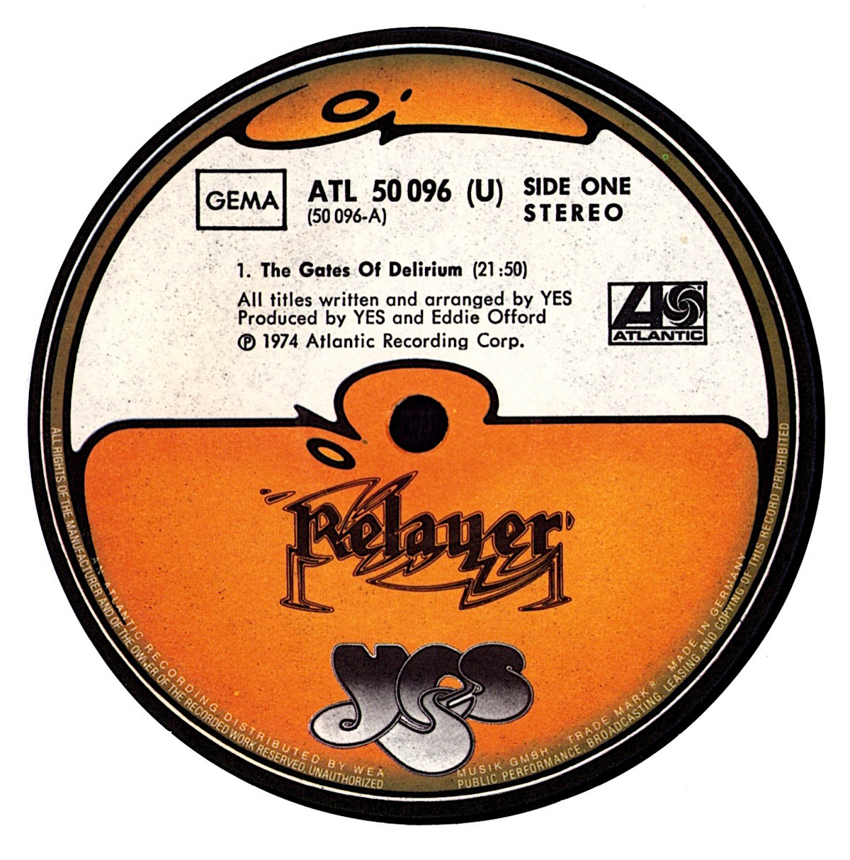 Yes – Relayer Vinyl LP | DE Original | 1974 Kopie Kopie
