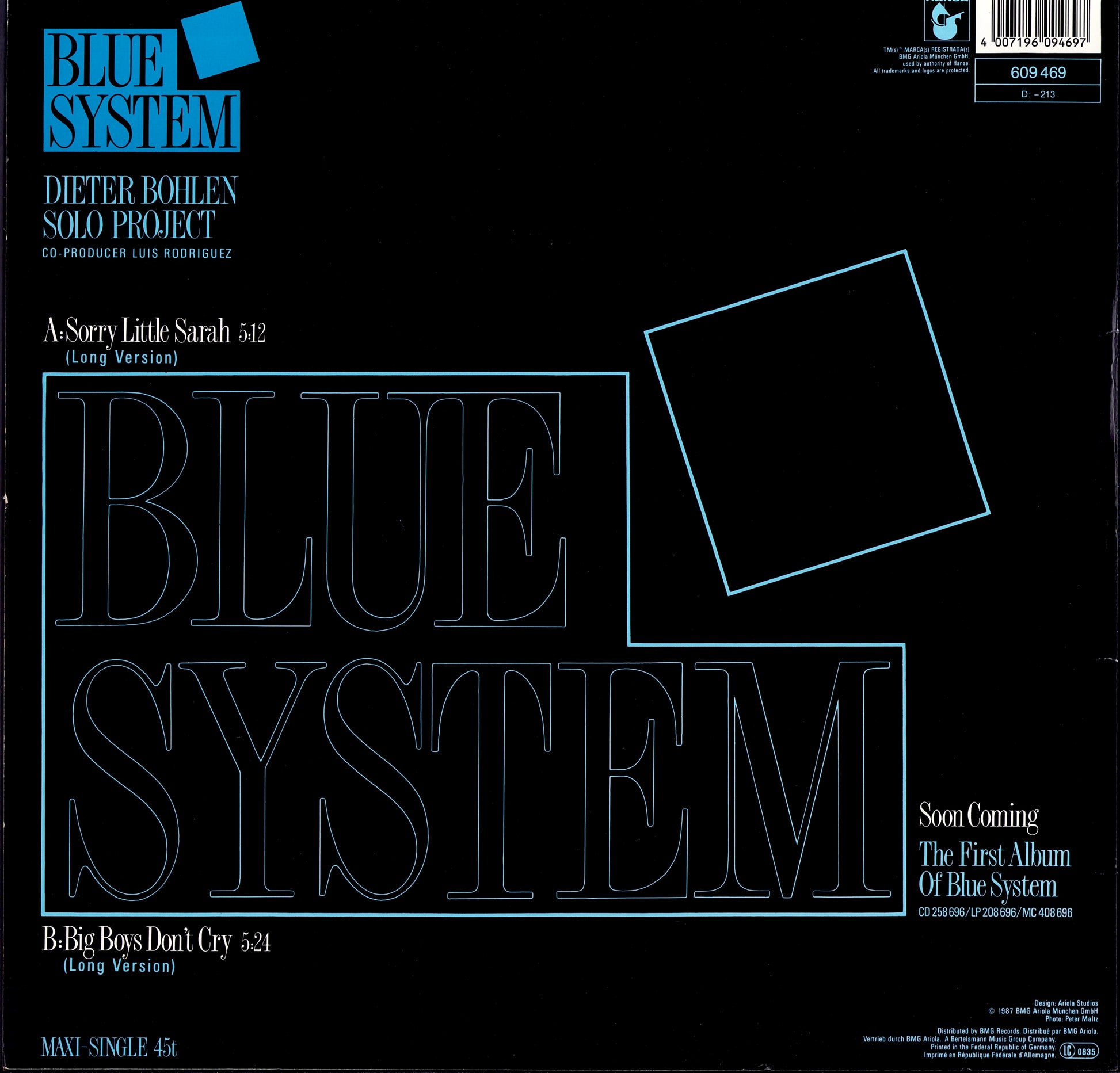 Blue System - Sorry Little Sarah Long Version Vinyl 12"