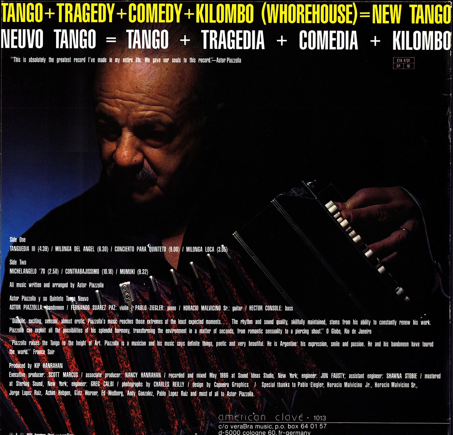 Astor Piazzolla Y Su Quinteto Tango Nuevo – Tango: Zero Hour / Nuevo Tango: Hora Zero Vinyl LP