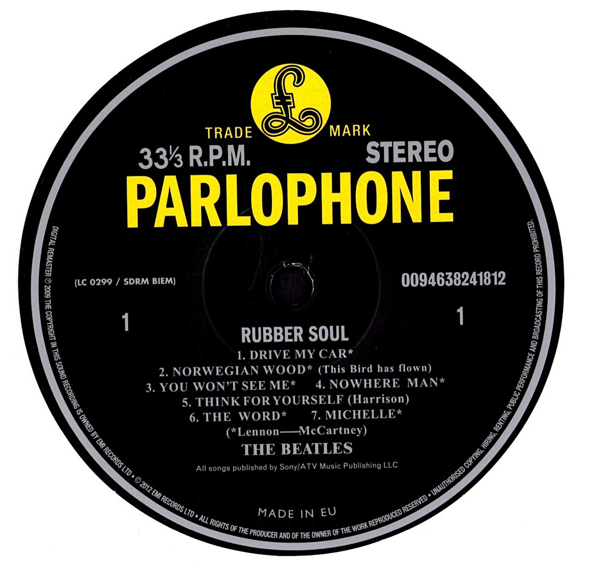 The Beatles - Rubber Soul Vinyl LP | EU Reissue | 1988 Kopie
