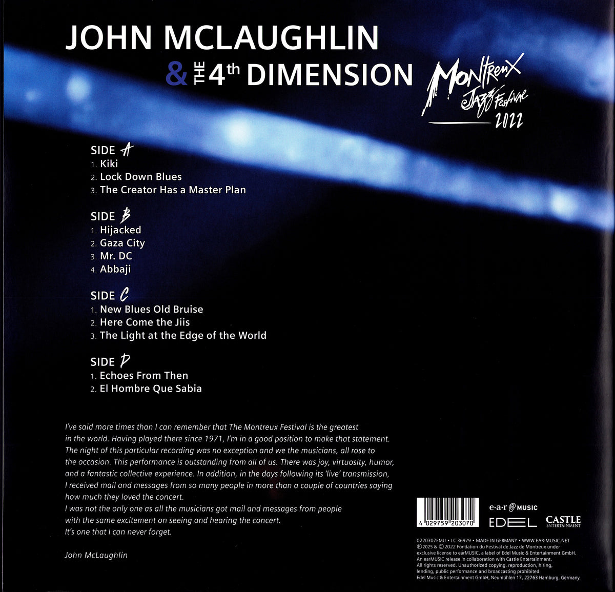 John McLaughlin & The 4th Dimension - Montreux Jazz Festival 2022 (Vinyl 2LP | German Release | 2025 | Gatefold)