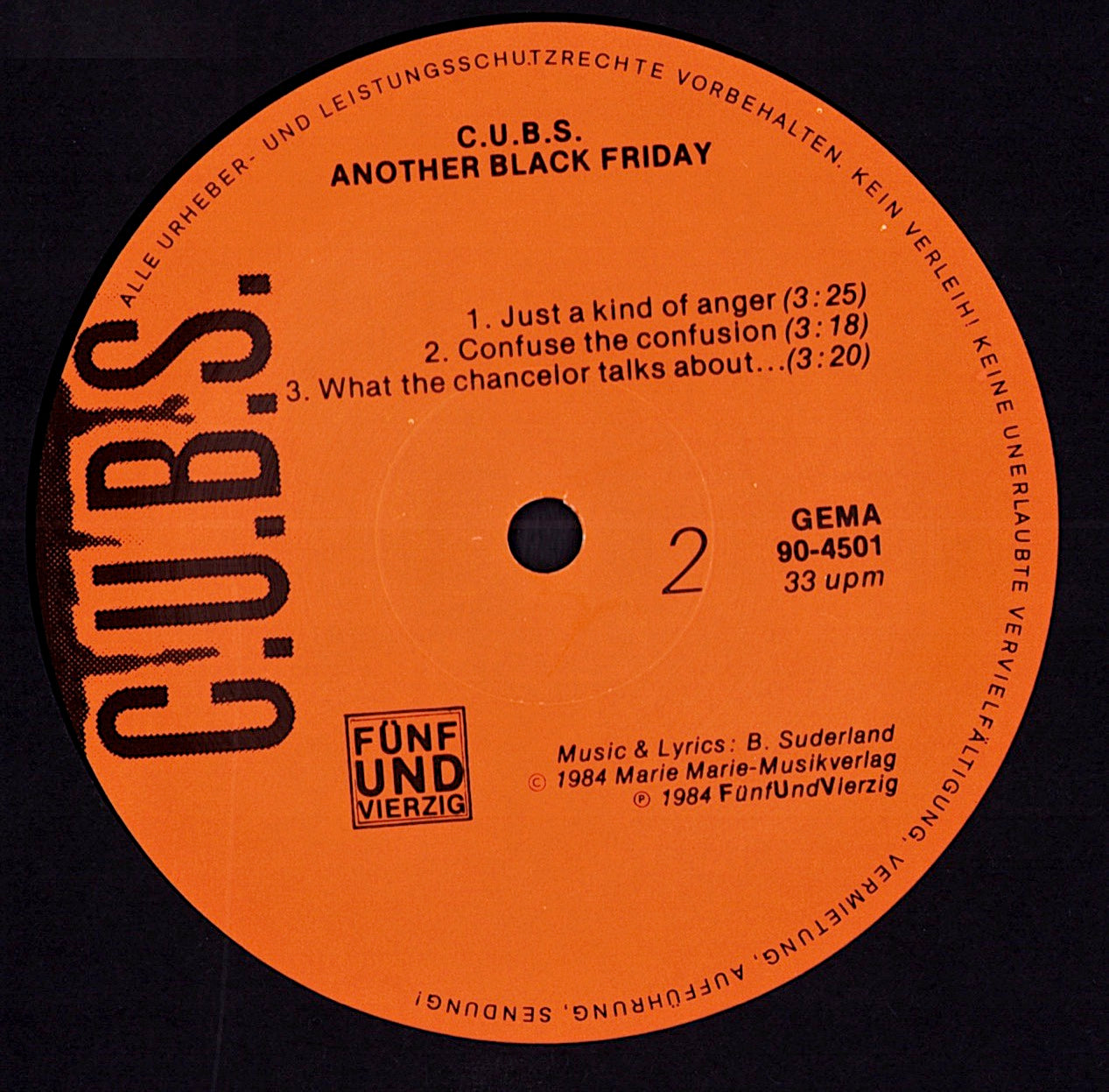 C.U.B.S. - Another Black Friday Vinyl 12" | DE Original | 1984