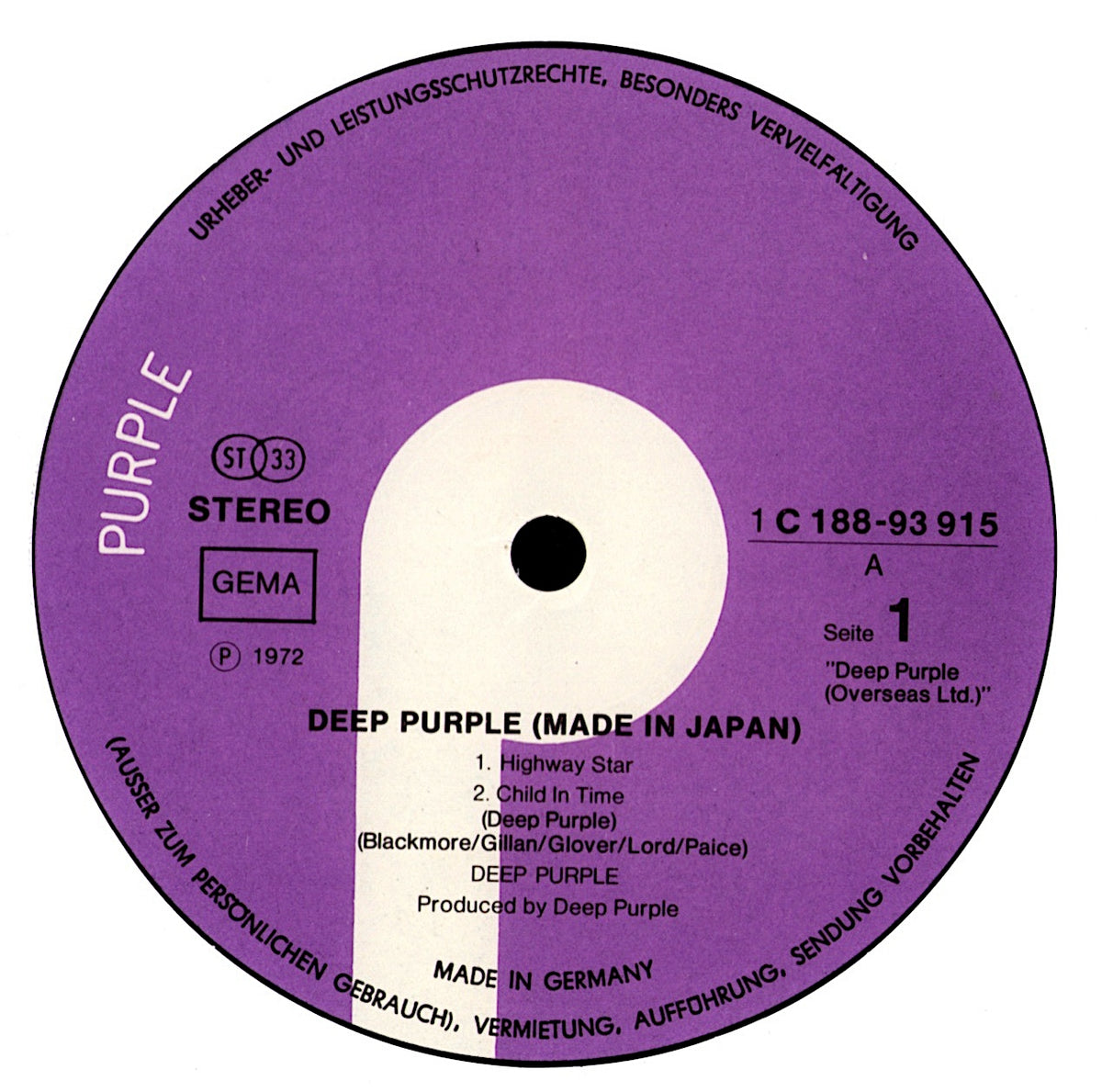Deep Purple – Made In Japan Vinyl 2LP | DE Reissue | Purple Records Kopie
