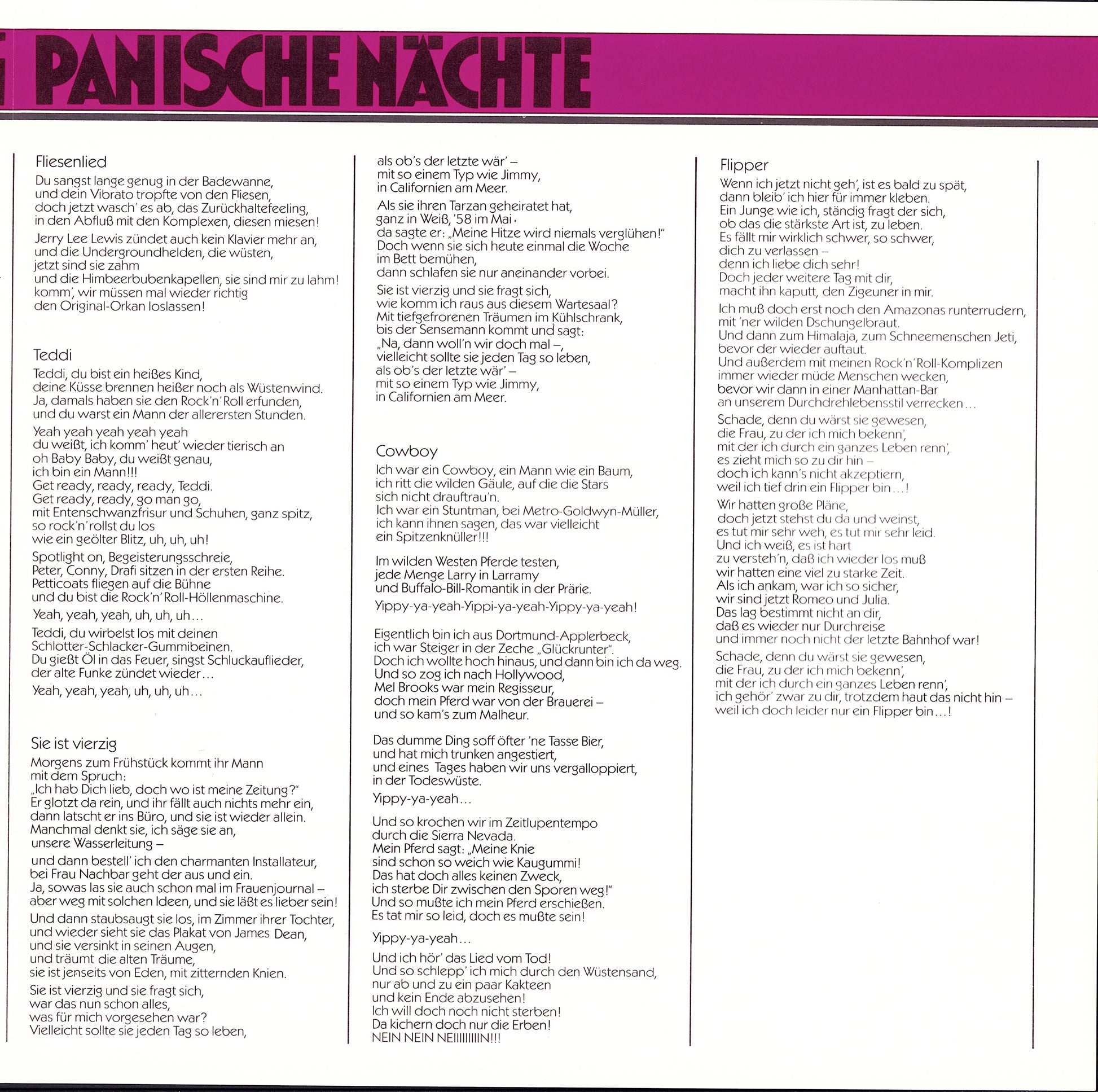 Udo Lindenberg Und Das Panik-Orchester – Panische Nächte Vinyl LP