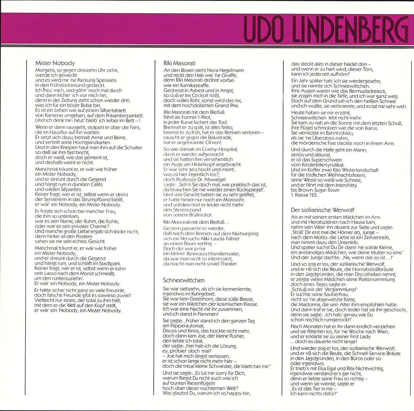 Udo Lindenberg Und Das Panik-Orchester – Panische Nächte Vinyl LP