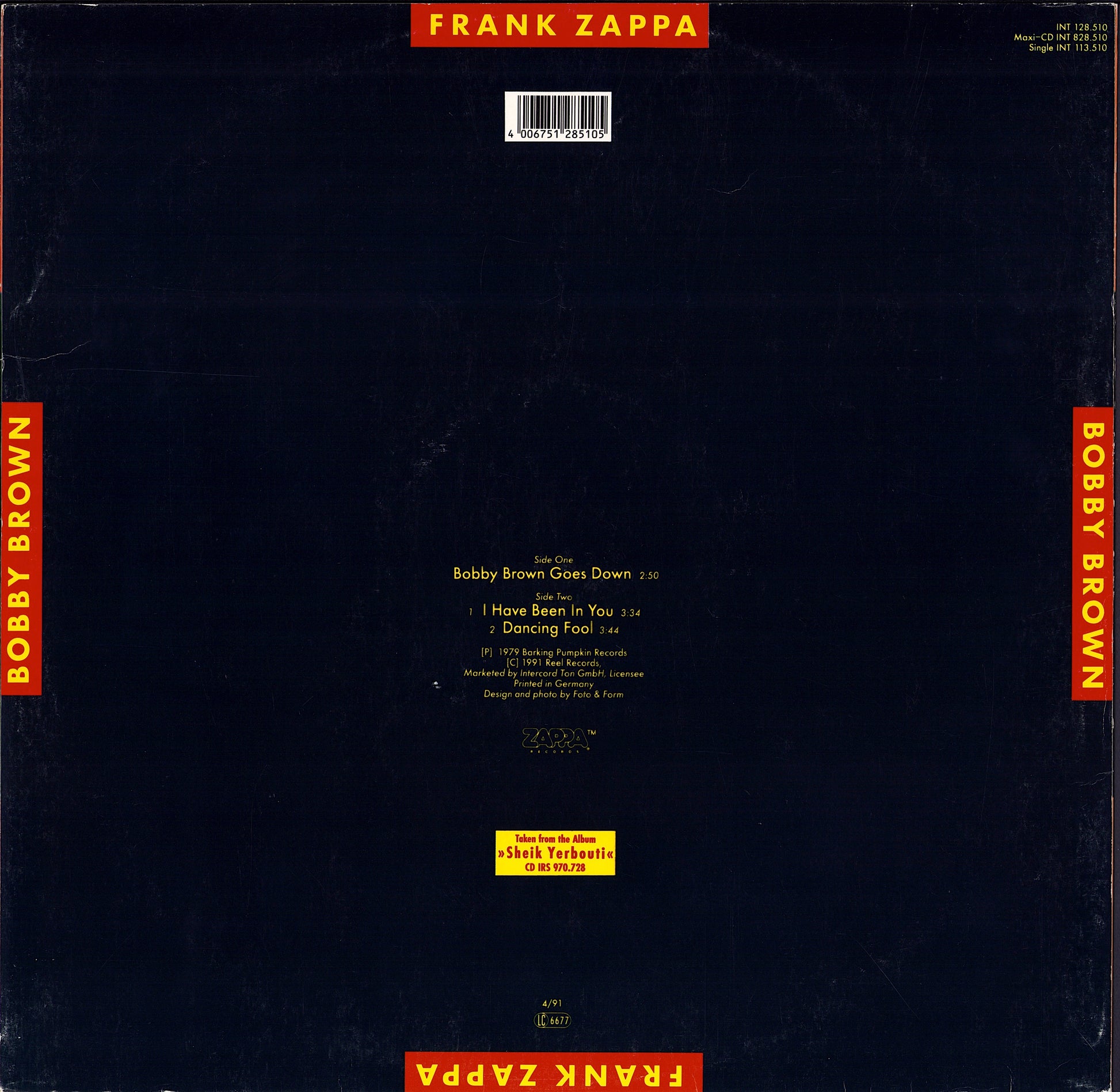 Frank Zappa – Bobby Brown Vinyl 12"