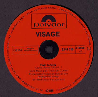 Visage ‎- Fade To Grey Vinyl 12"