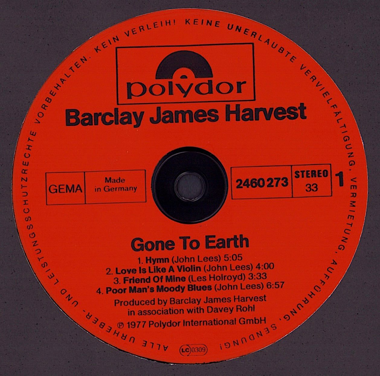 Barclay James Harvest ‎- Gone to Earth Vinyl LP