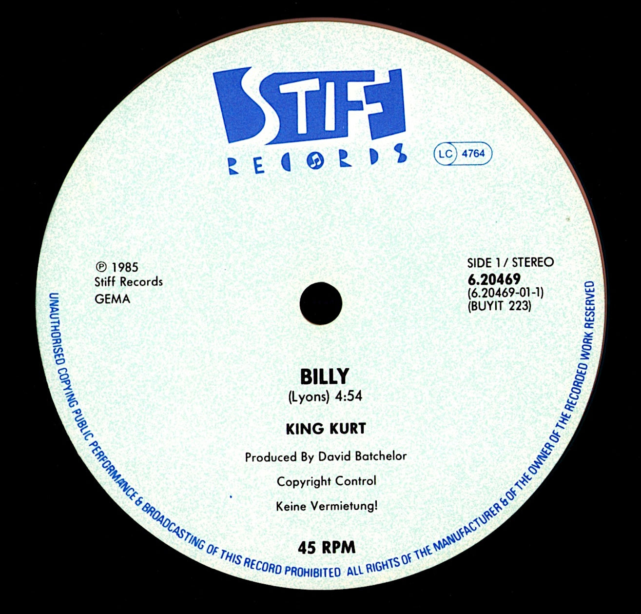 King Kurt – Billy (Vinyl 12" | DE Original | Orange Vinyl | 1985)