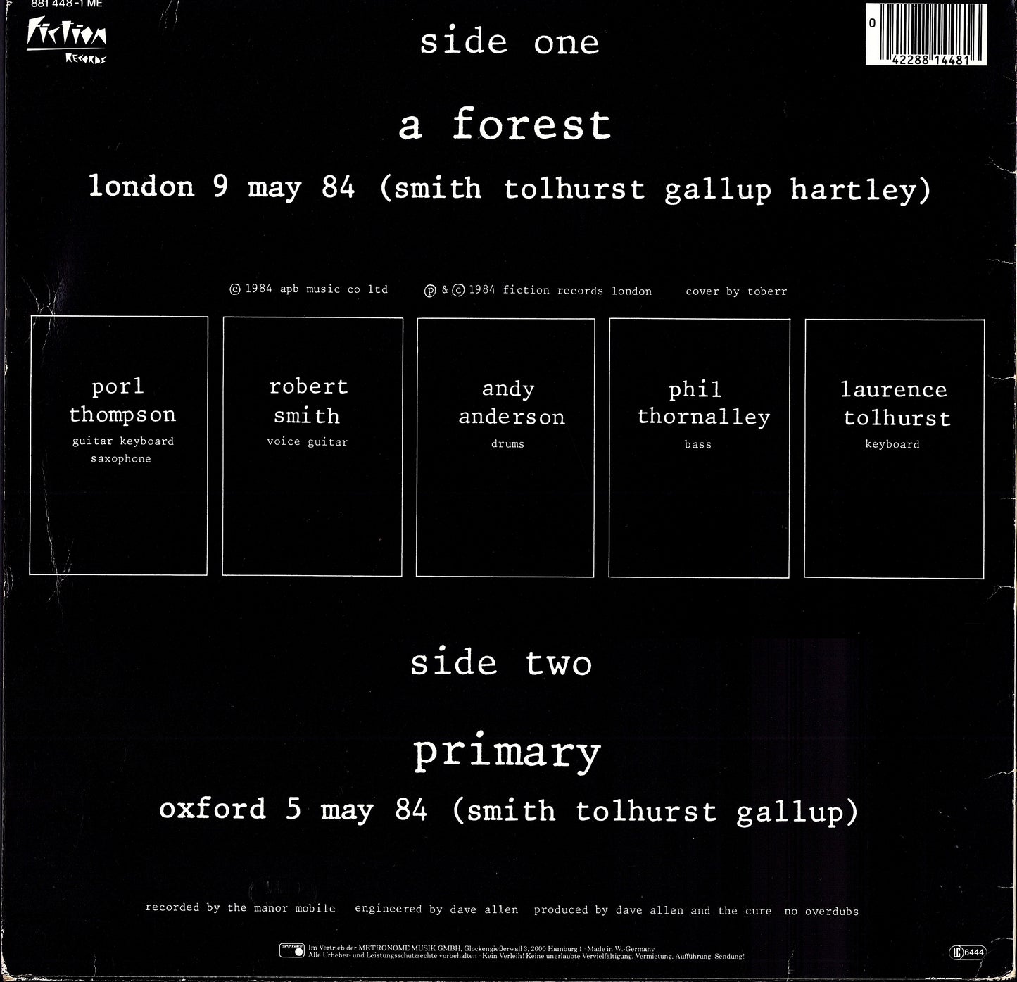 The Cure – Excerpt - The Cure Live (Vinyl 12" | DE Original | 1984)
