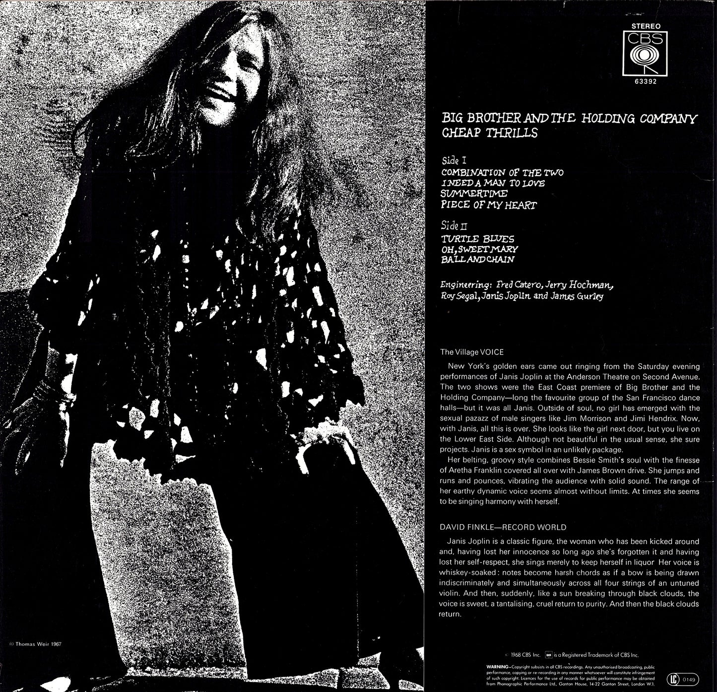 Big Brother & The Holding Company - Cheap Thrills (Vinyl LP | UK Reissue | 1975)