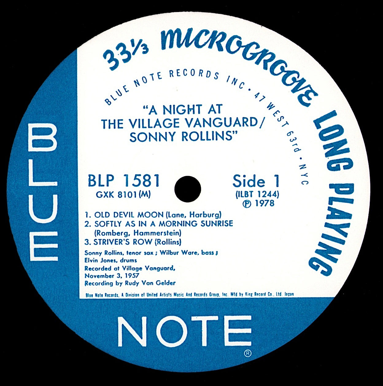 Sonny Rollins ‎- A Night At The "Village Vanguard" Vinyl LP