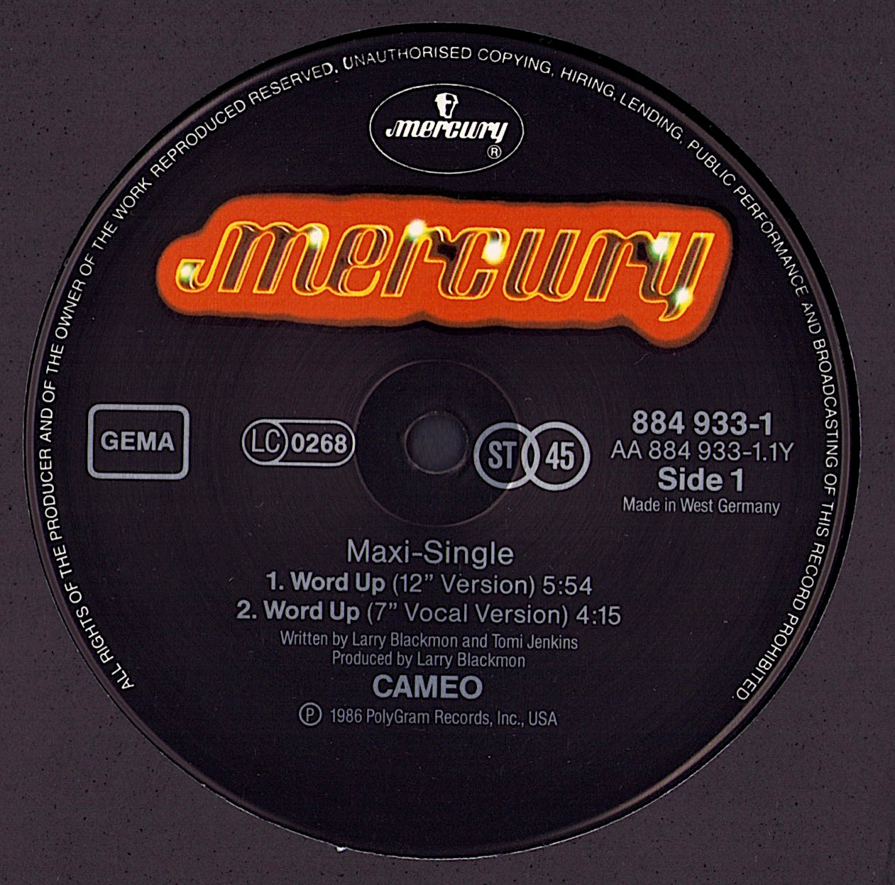 Cameo ‎- Word Up! Vinyl 12" Maxi-Single