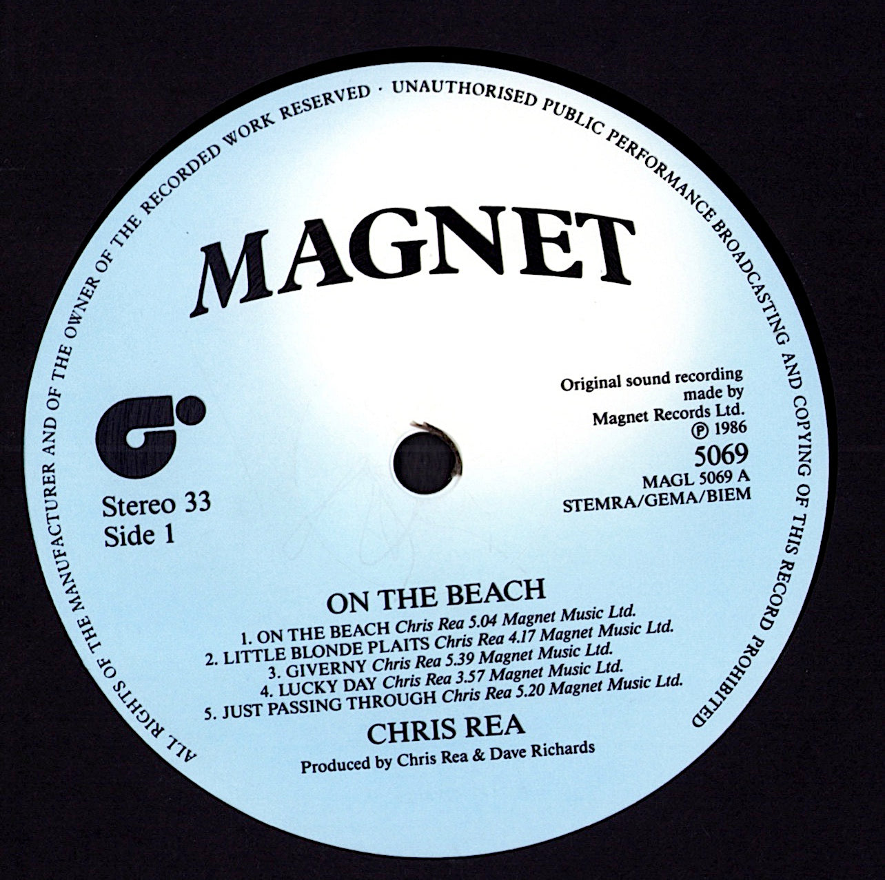 Chris Rea ‎- On The Beach Vinyl LP Kopie