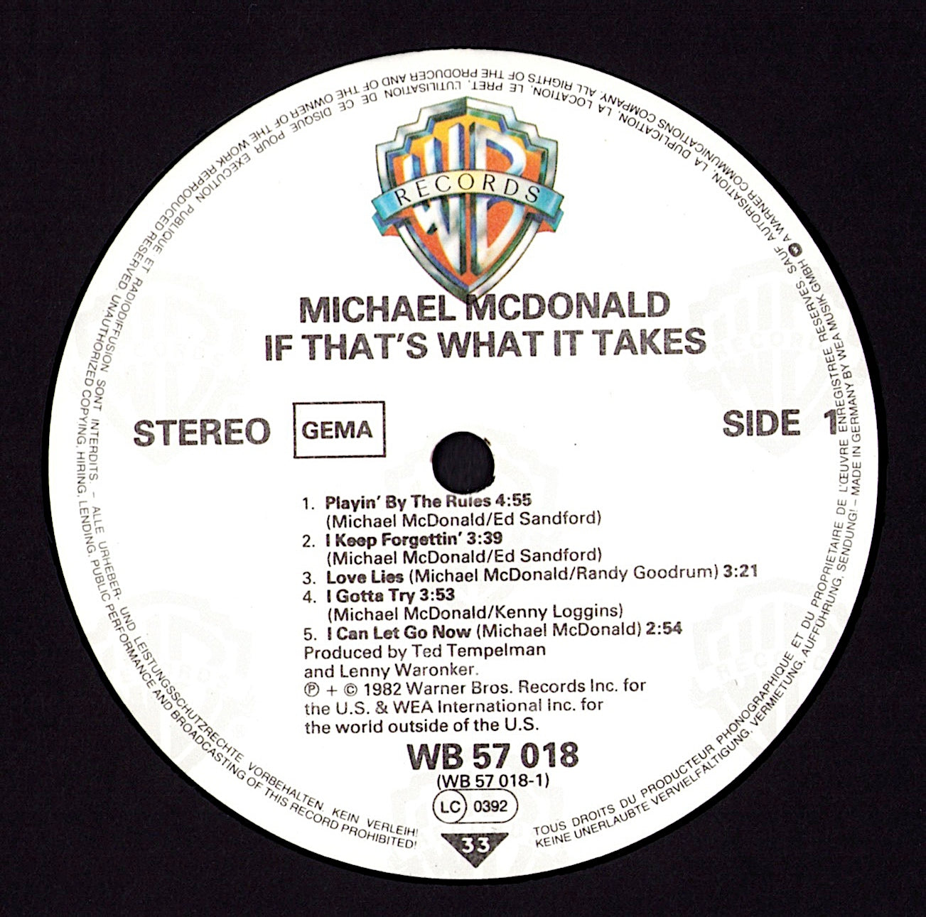 Michael McDonald ‎- If That's What It Takes Vinyl LP