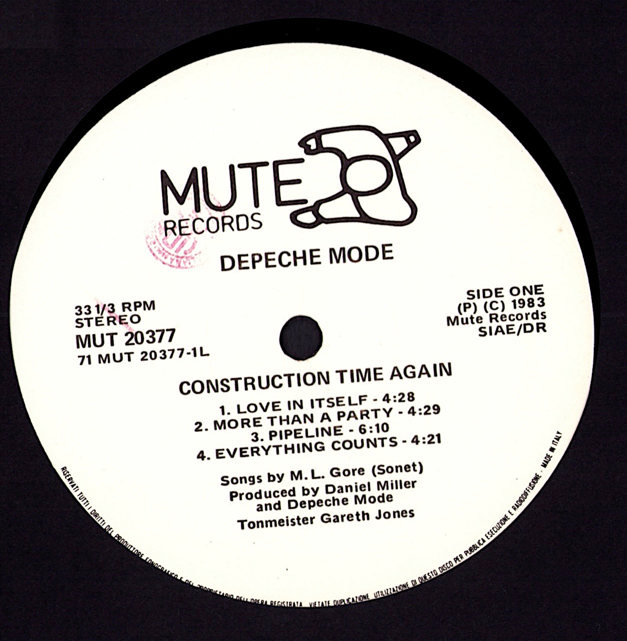 Depeche Mode ‎- Construction Time Again Vinyl LP Kopie