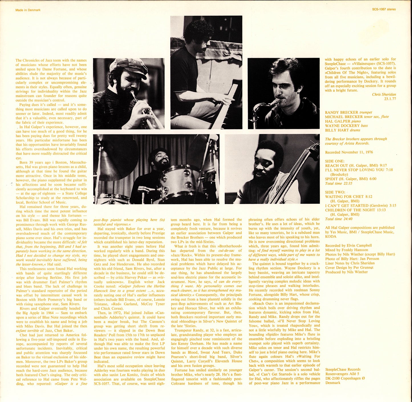 Hal Galper Quintet – Reach Out! Vinyl LP